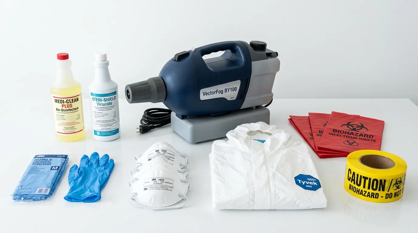 Professional biohazard remediation crew working in Folcroft